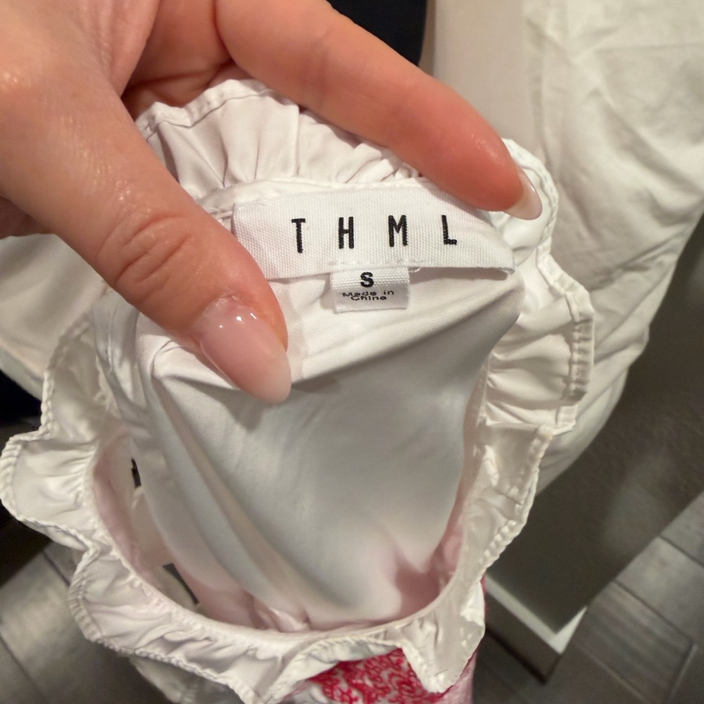 THML White Blouse with Red and Pink Details - Picture 3 of 3